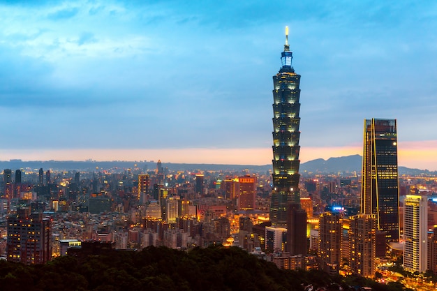 Skyline of Taipei cityscape Taipei 101 building of Taipei financial city,Taiwan