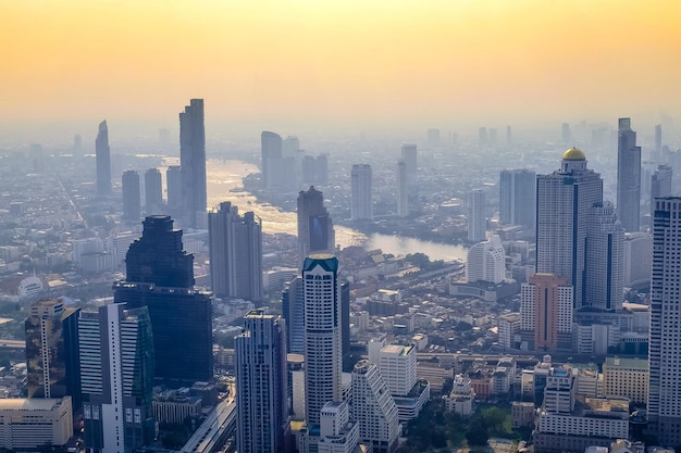 Skyline view from the top of King Power Mahanakhon