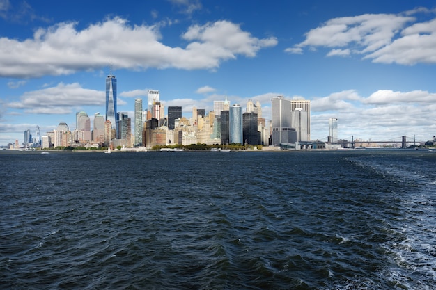 Skyline with skyscrapers of Manhattan and East River