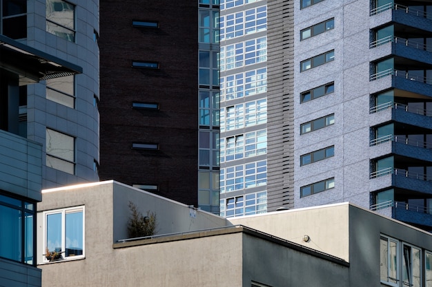 Skyscraper building facade close up