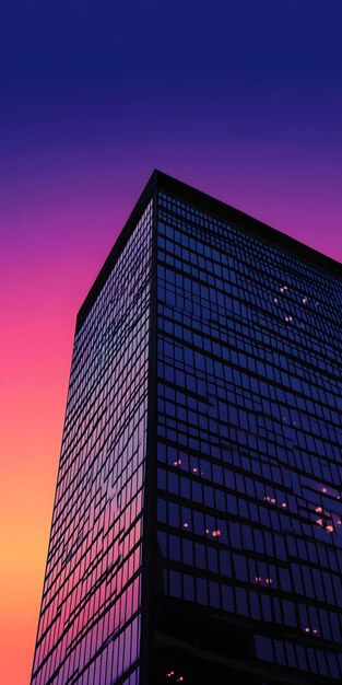 Skyscraper silhouette against a sunset