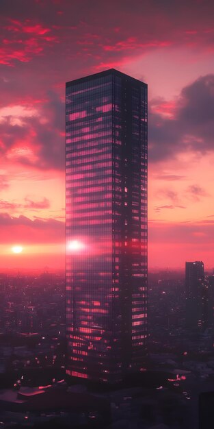 Skyscraper at Vibrant Sunset