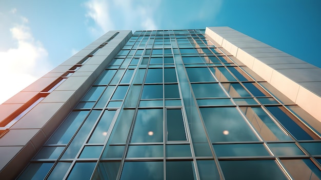 Skyscraper with sky view in glass building