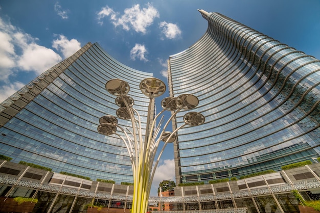 Skyscrapers built in the new management district in Piazza Gae Aulenti in Milan