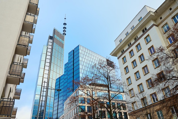 Skyscrapers facade in city Business center exterior