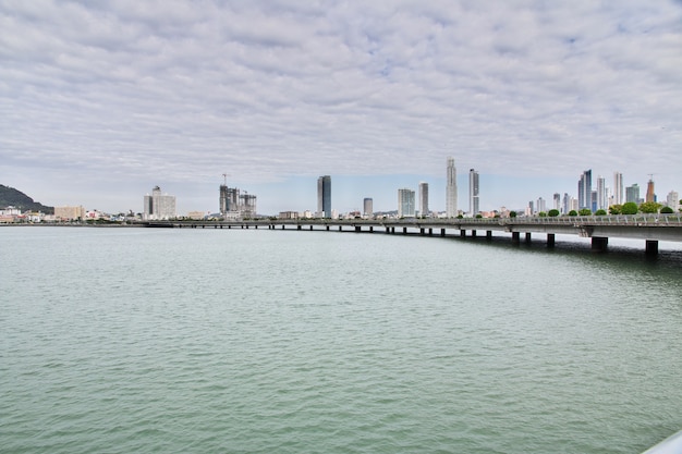 Skyscrapers on seafront of Panama city, Central America