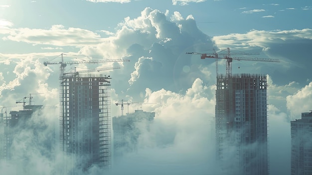 Skyscrapers Towering Above Clouds Generative AI