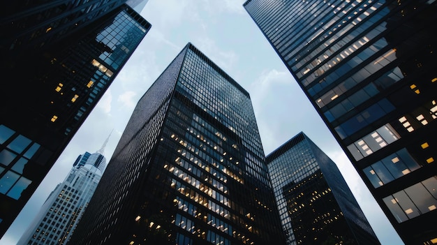 Skyward View of Modern Urban Skyscrapers