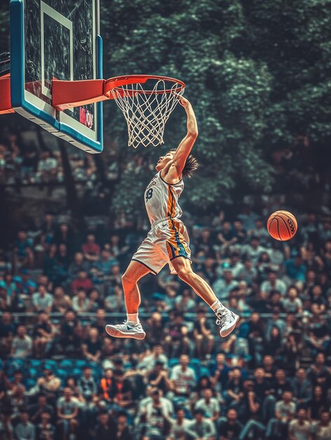 Photo slam dunk contest showcasing highflying acrobatic moves