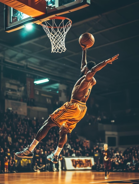 Slam dunk contest showcasing highflying acrobatic moves