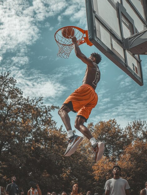 Photo slam dunk contest showcasing highflying acrobatic moves