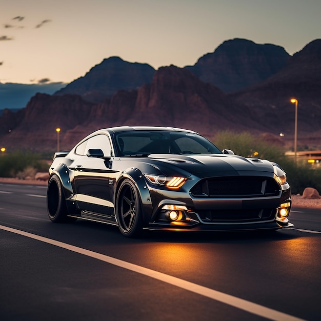 slammed Ford Mustang S550 AI generated art