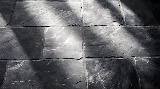 Slate Stone Wall Texture with Light and Shadow Patterns