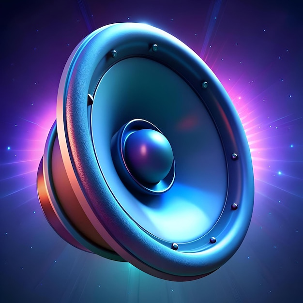 Photo a sleek 3d loudspeaker icon against a vibrant energetic background