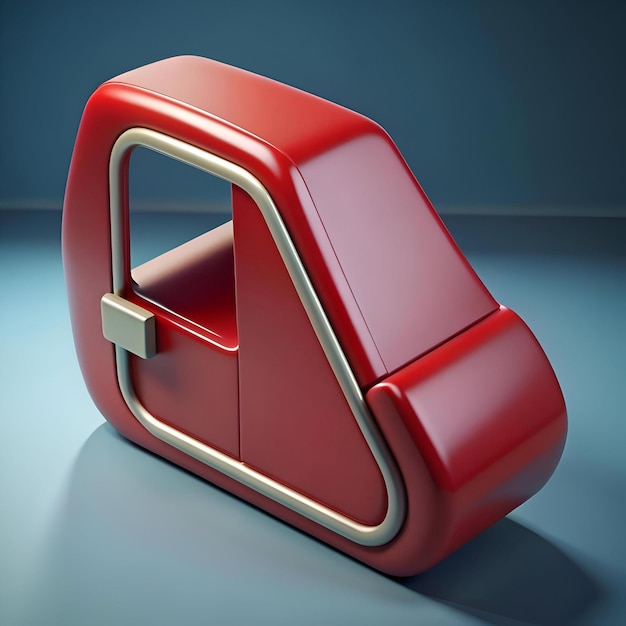 Photo sleek 3d rendering of a red car door with a golden trim