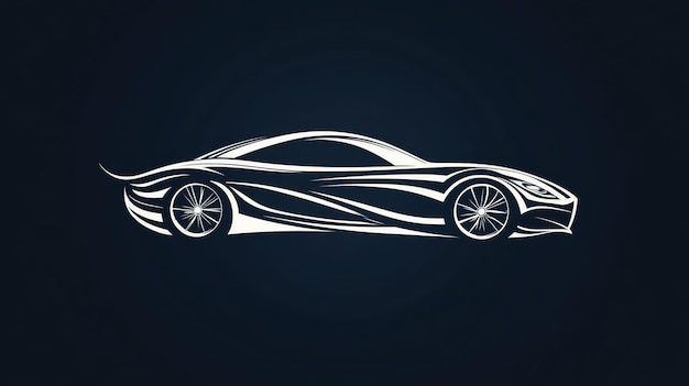 Sleek Abstract Car Logo in Side Profile with Flowing Lines Suggesting Speed and Elegance