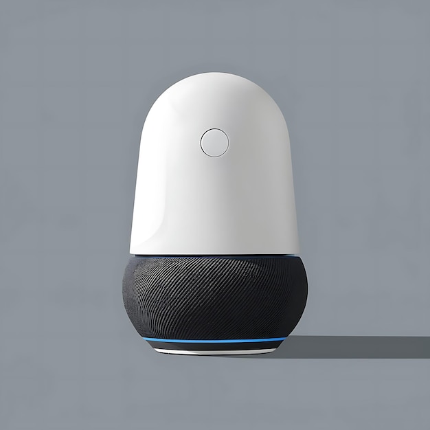 Sleek AI Virtual Assistant Device on a Gray Background