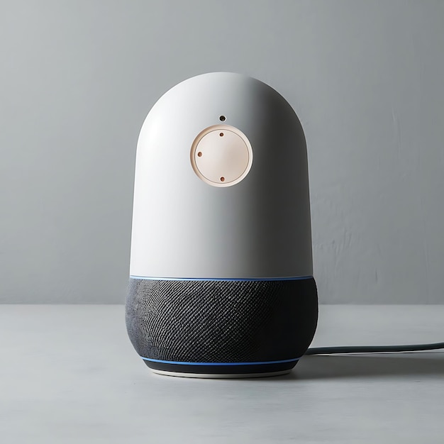 Sleek AI Virtual Assistant Device on a Gray Background