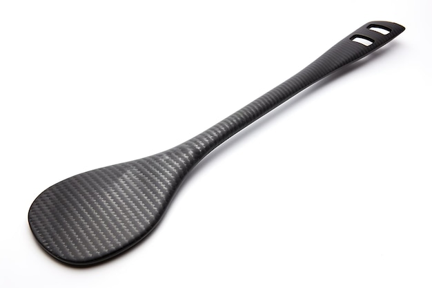 Sleek Black Carbon Fiber Stirring Spoon With Unique Design on White or PNG Transparent Background