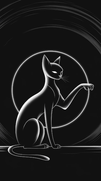 Photo sleek black cat outlined by