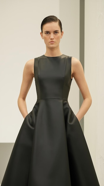 Photo sleek black dress on elegant model