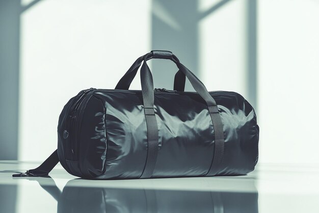 Photo sleek black duffel bag