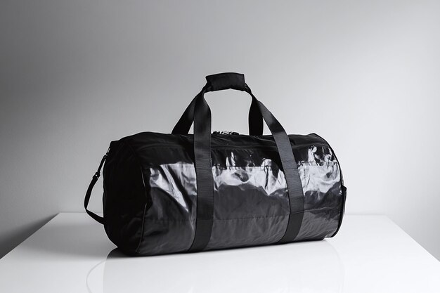 Photo sleek black duffel bag