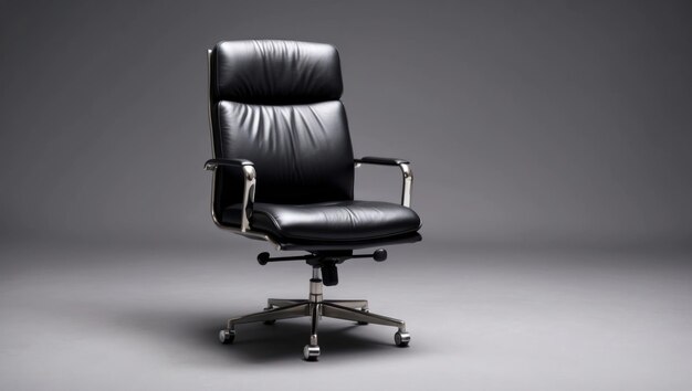 Sleek black leather office chair ideal for workspace comfort and productivity