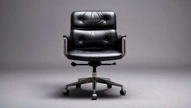 Sleek black leather office chair ideal for workspace comfort and productivity