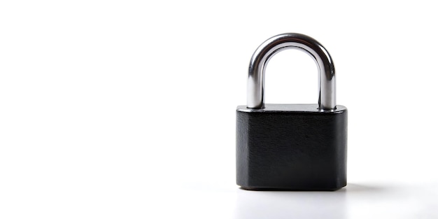 Photo sleek black padlock on a minimalist white background perfect for security and privacy themes