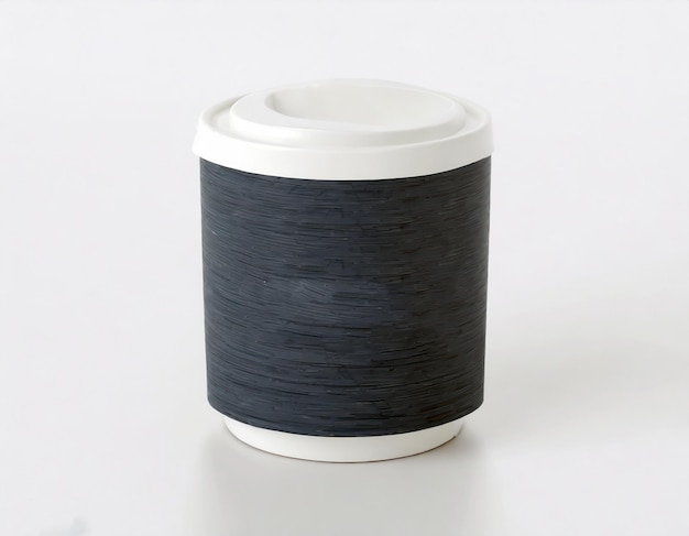 Sleek Black Thread Spool on White Backdrop