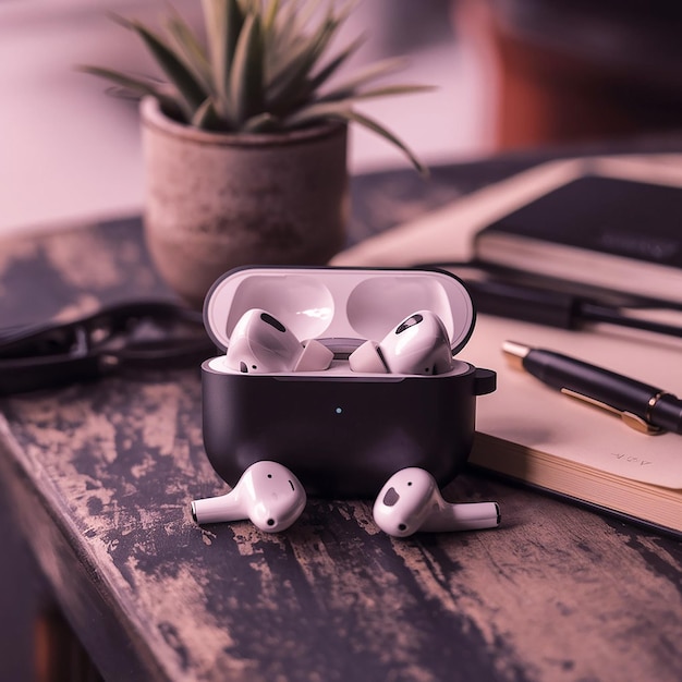 Photo sleek black wireless earbud case