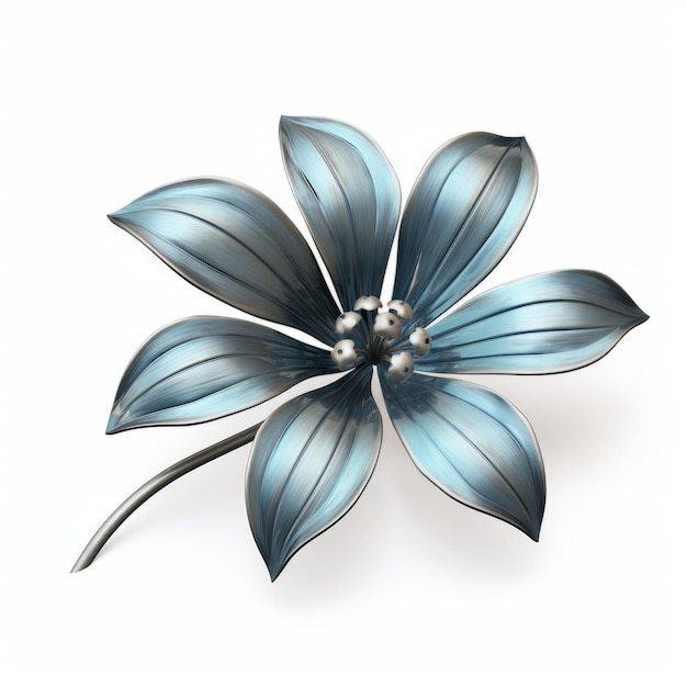 Sleek Carved Metal Flower 3d Render With Silver Highlights