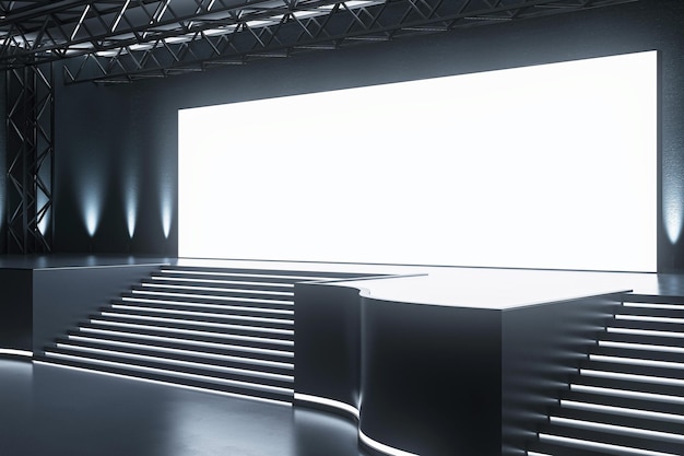 Photo sleek conference hall with spotlighted stage and audience seating corporate event space 3d rendering