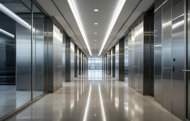 Sleek Corporate Office Elevator Lobby Design