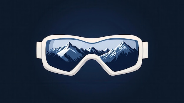 A sleek design showcases ski goggles reflecting majestic snowcapped mountains perfect for winter adventure spirit Generative AI