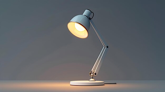 Sleek Desk Lamp in 3D Flat Cartoon Style Isolated on White Background Workspace Illumination for P