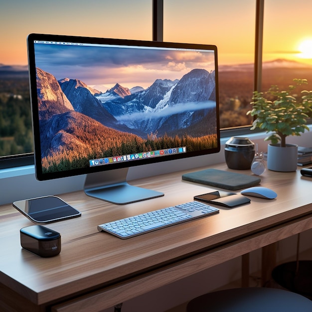 A sleek desktop computer with a large highresolution