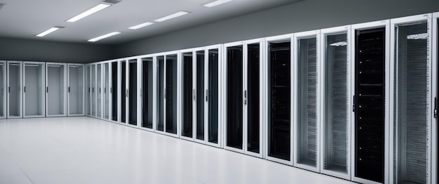 Photo sleek empty server room showcasing minimalist design and modern technology