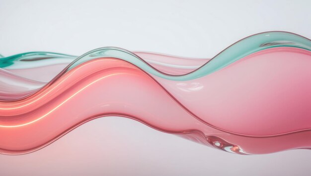 Photo sleek glass wave creates misty pastel effect in delicate pink and mint tones