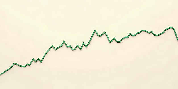 A sleek green line graph gently ascending on a clean cream background illustrating market improvement