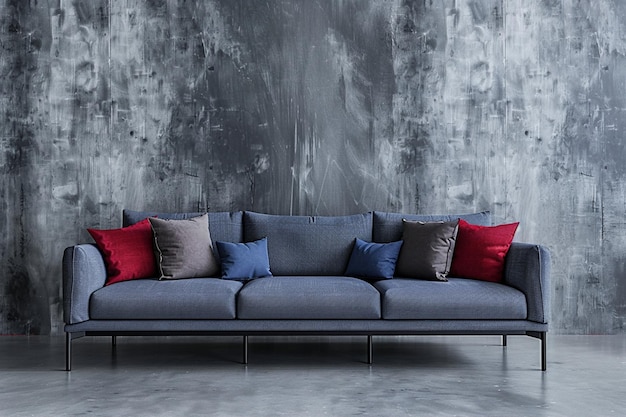 Sleek Grey Sofa with Black Metal Legs