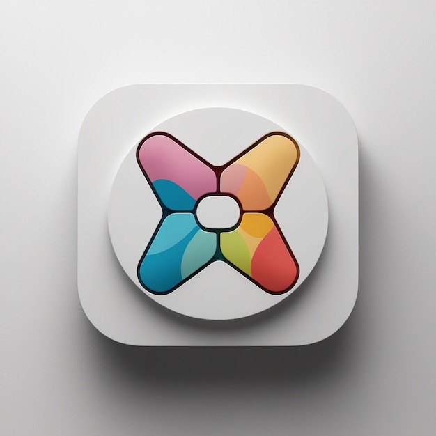 Photo a sleek highcontrast 3d white icon with a vibrant