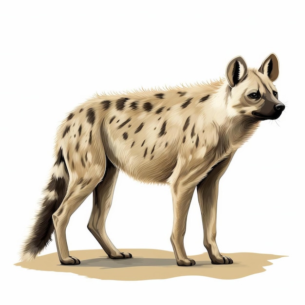 Sleek Hyena Gazing Right In Line Drawing Style