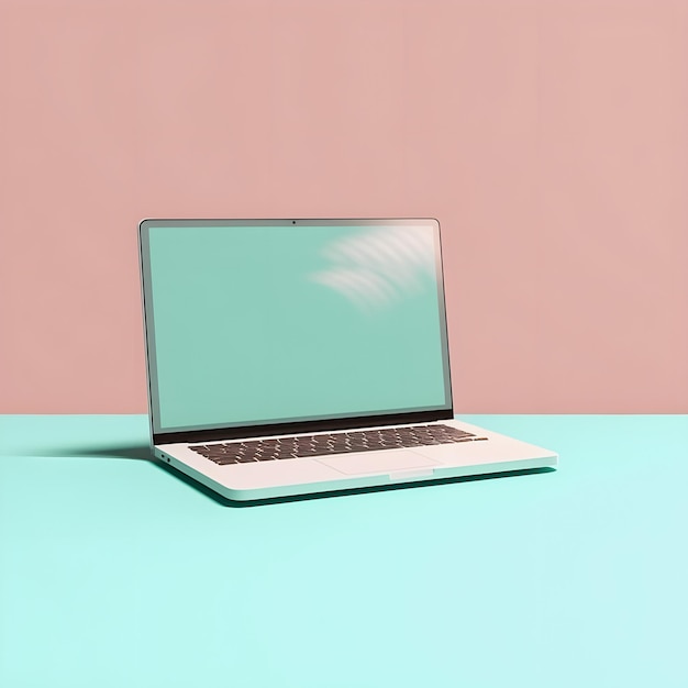 Sleek Laptop Mockup Trendy Background HighQuality and Realistic for Effective Marketing