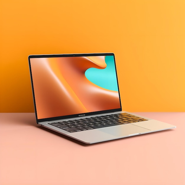 Sleek Laptop Mockup Trendy Background HighQuality and Realistic for Effective Marketing