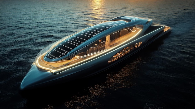 Sleek Luxury SolarPowered Yacht with Flowing Design