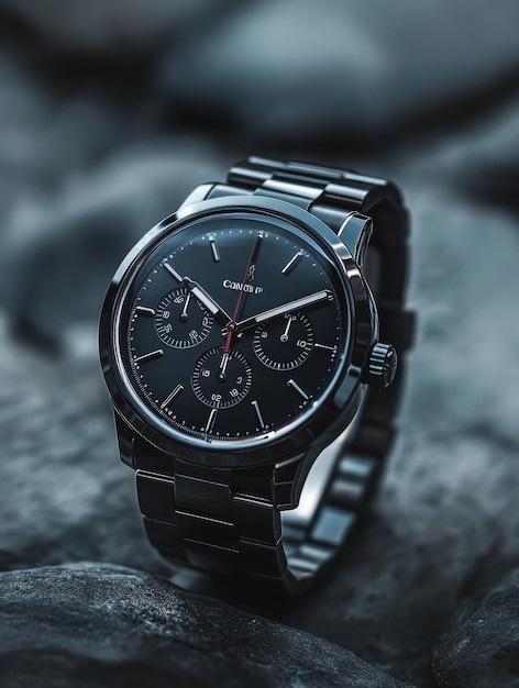 Sleek Metal Watch With Black Dial