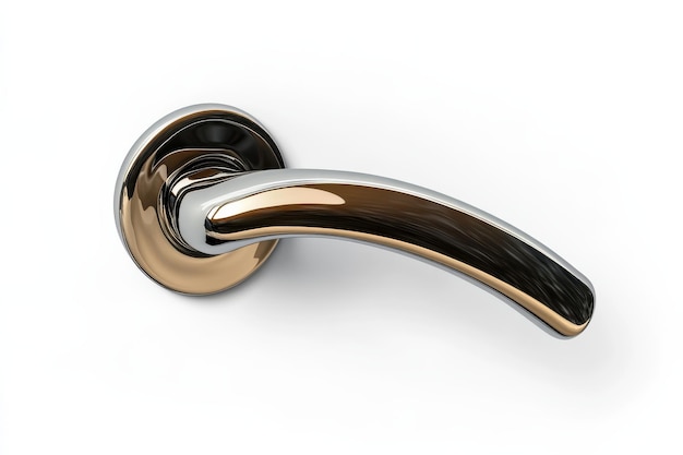 Photo sleek metallic door handle reflecting light in a minimalist setting