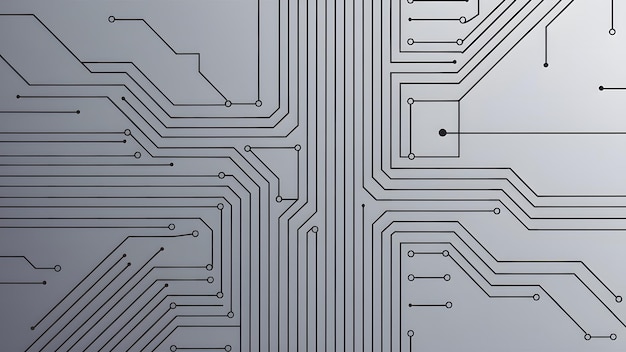 Photo sleek minimalist circuit board design with thin lines on light grey background